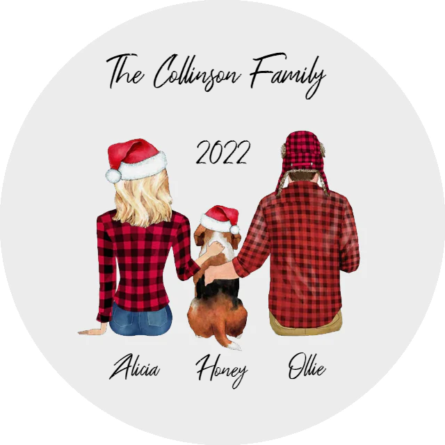 Personalised Christmas Topper | Family of 3