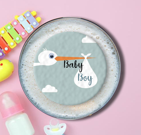 Personalised Baby Shower Topper | Boy Stork